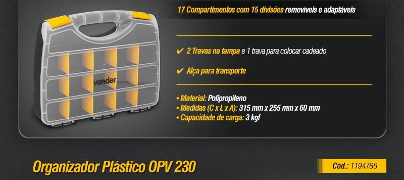 VONDER - Organizadores Plsticos OPV 120, OPV 170, OPV 230 e OPV 260