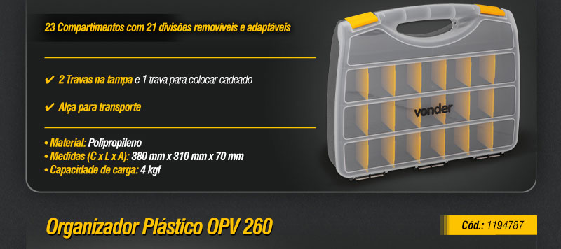 VONDER - Organizadores Plsticos OPV 120, OPV 170, OPV 230 e OPV 260