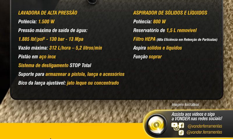 VONDER - Lavadora e Aspirador 2 em 1 LAV 1580