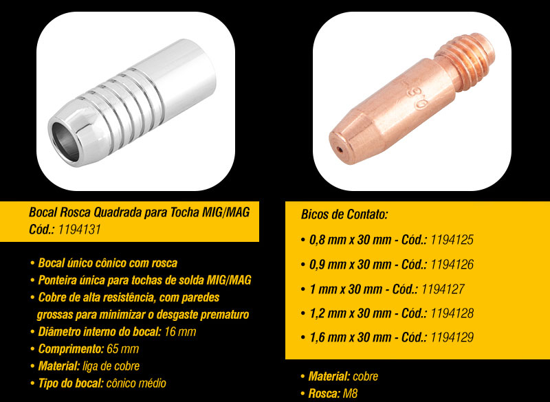 VONDER - Consum�veis para o Uso com Tocha MIG/MAG TMV 300/400