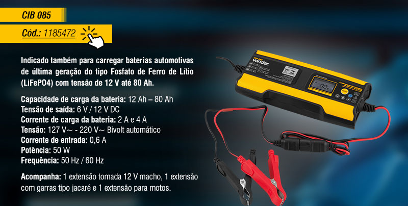 VONDER - Carregadores Inteligentes de Bateria CIB 085, CIB 220 e CIB 280
