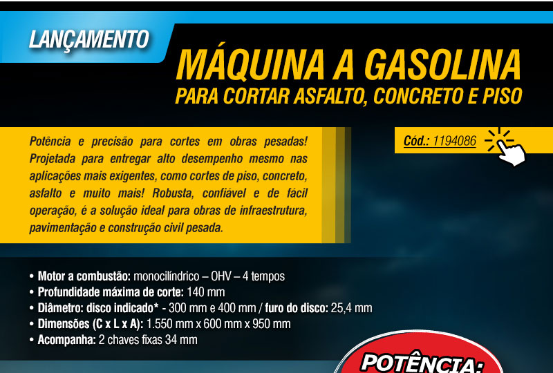 VONDER - Mquina a Gasolina, para Cortar Asfalto, Concreto e Piso