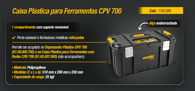 VONDER - Organizador Pl�stico e Caixas Pl�sticas para Ferramentas OPV 700, CPV 700 e CRV 700