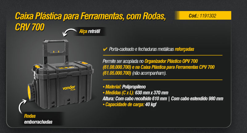 VONDER - Organizador Pl�stico e Caixas Pl�sticas para Ferramentas OPV 700, CPV 700 e CRV 700