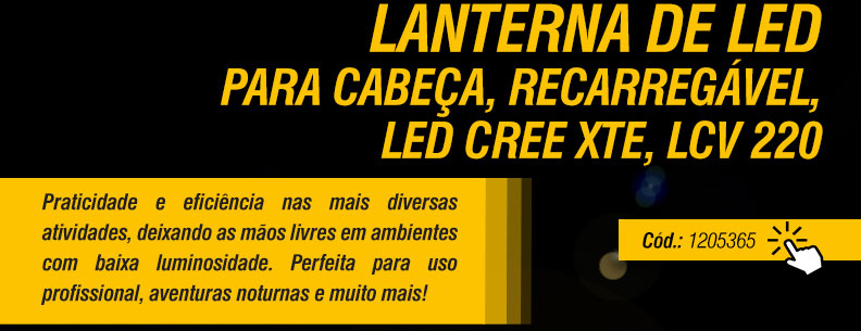VONDER - Lanterna de LED para cabea, recarregvel, LED CREE Xte, LCV 220