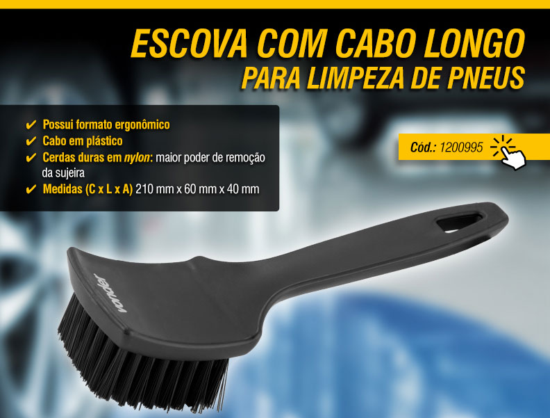 VONDER - Escova para Limpeza de Parafusos de Rodas e Escova com Cabo Longo para Limpeza de Pneus