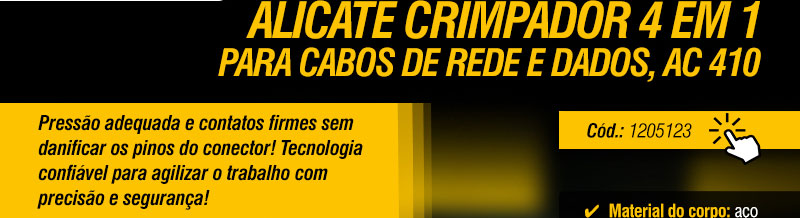 VONDER - Alicate Crimpador 4 em 1 para Cabos de Rede e Dados, AC 410