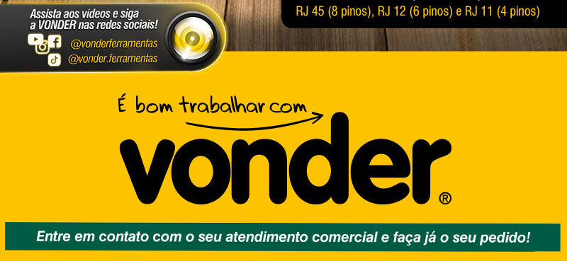 VONDER - Alicate Crimpador 4 em 1 para Cabos de Rede e Dados, AC 410