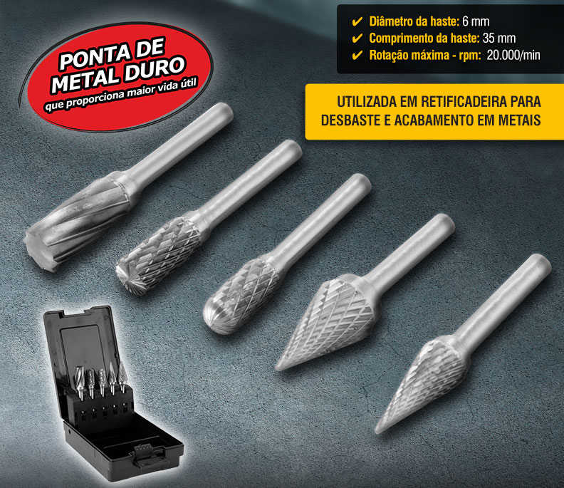 VONDER - Jogo de Limas Rotativas 5 Pe�as