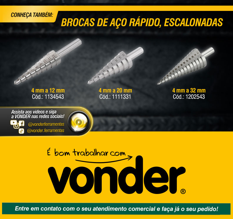 VONDER - Broca de a�o R�pido, Escalonada, 9 mm a 36 mm