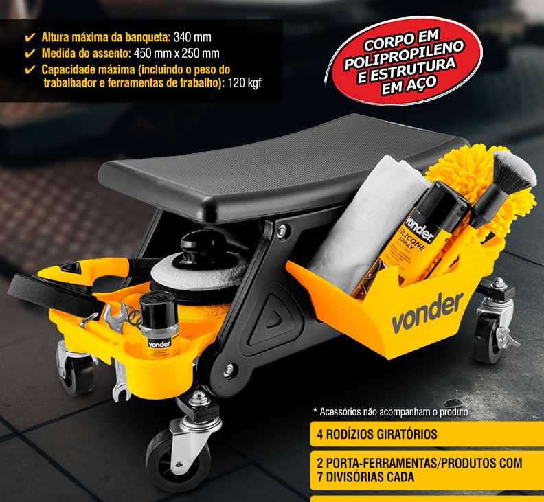 VONDER - Banqueta Pl�stica para Detalhador Automotivo e Mec�nico BDM 360