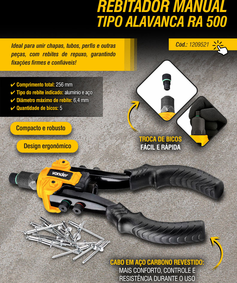 VONDER - Rebitador Manual Tipo Alavanca RA 500