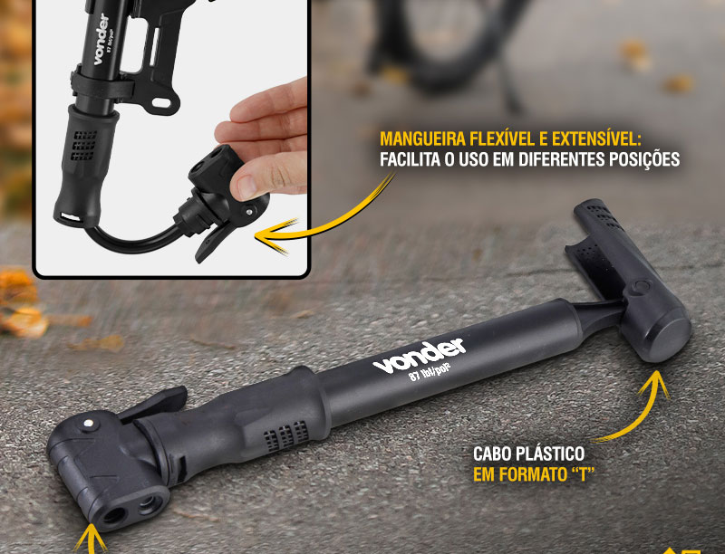 VONDER - Bomba de Ar Port�til com Bico Flex�vel para Bicicleta