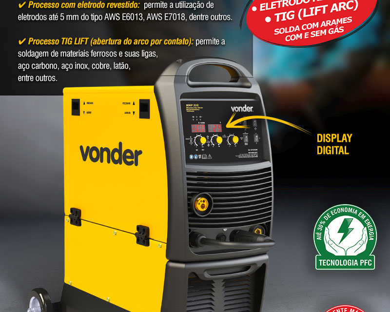 VONDER - M�quina para Solda Multiprocessos MMP 310
