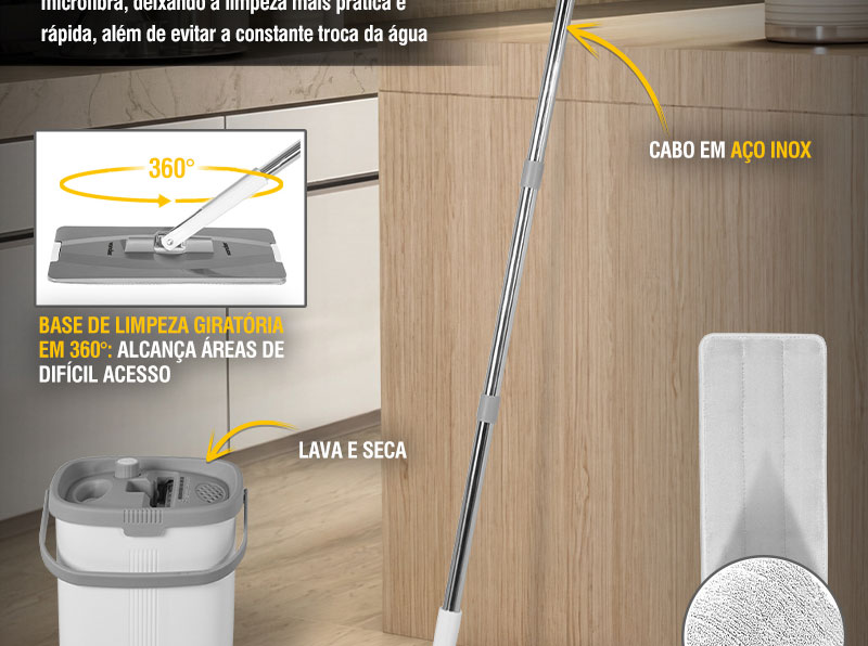 VONDER - Rodo (MOP) Lava e Seca Com Balde 3,5 litros