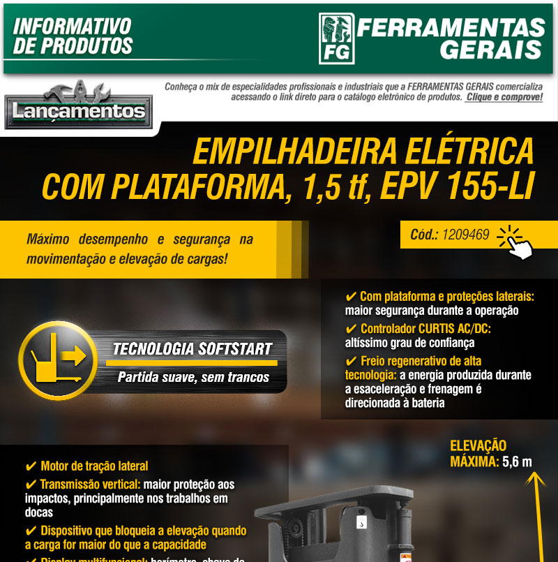VONDER - Empilhadeira El�trica com Plataforma, 1,5 tf, EPV 155-LI