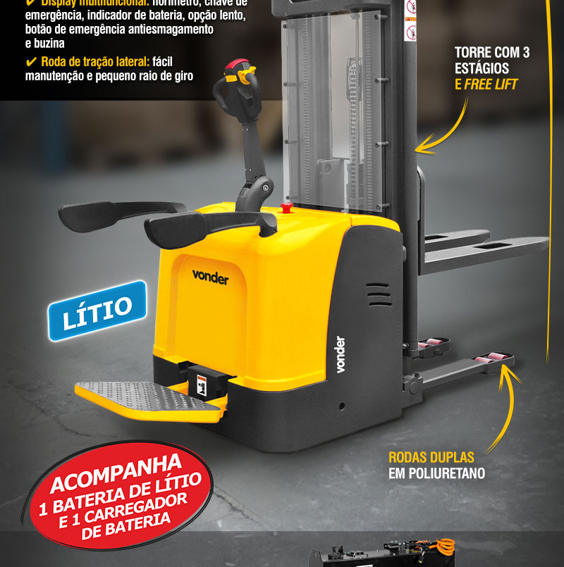 VONDER - Empilhadeira El�trica com Plataforma, 1,5 tf, EPV 155-LI
