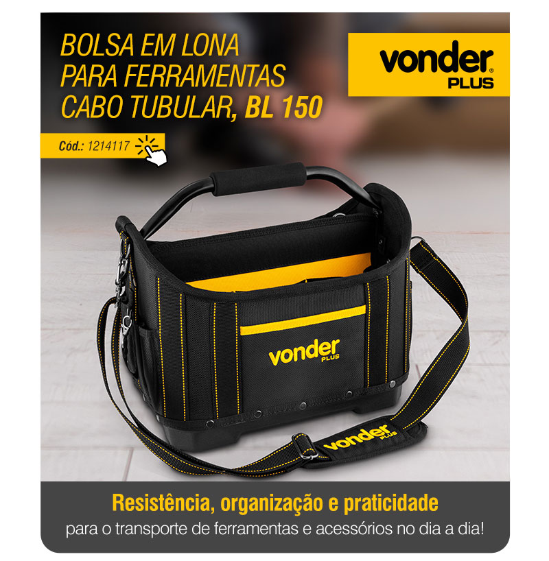 VONDER PLUS - Bolsa em Lona para Ferramentas, Cabo Tubular, BL 150