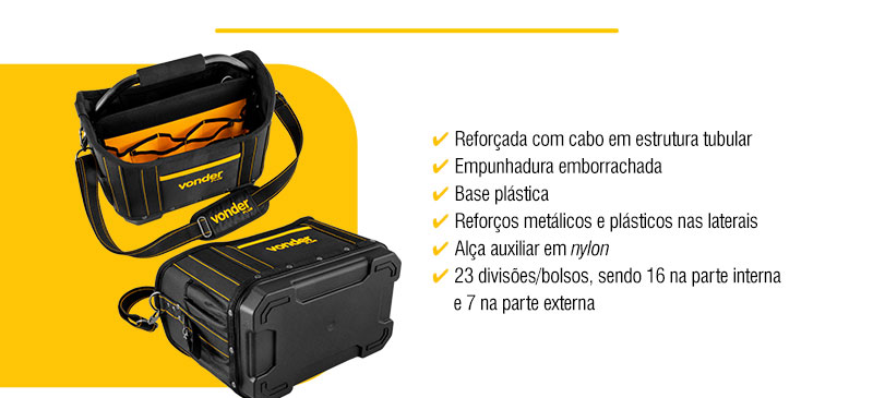 VONDER PLUS - Bolsa em Lona para Ferramentas, Cabo Tubular, BL 150