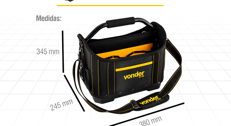 VONDER PLUS - Bolsa em Lona para Ferramentas, Cabo Tubular, BL 150