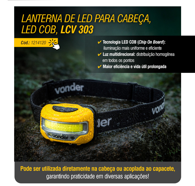 VONDER - Lanterna de LED para Cabe�a, LED COB, LCV 303