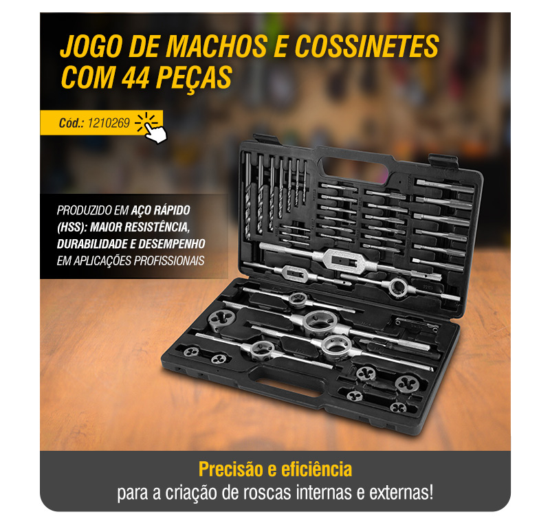VONDER - Jogo de Machos e Cossinetes com 44 Pe�as