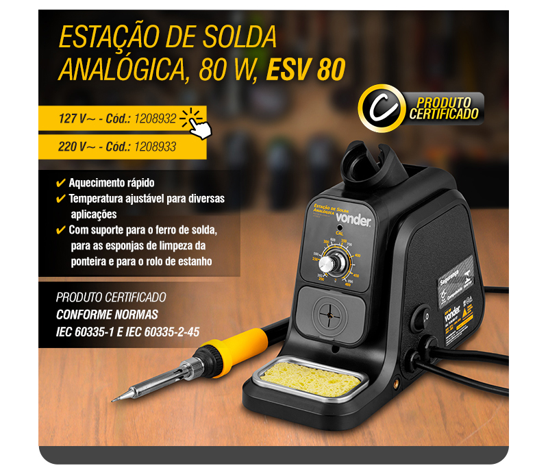 VONDER - Esta��o de Solda Anal�gica, 80 W, ESV 80