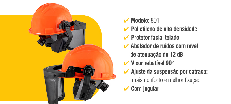 VONDER PLUS - Capacete Motosserrista, Laranja, com Protetor Facial e Abafador de Ru�do