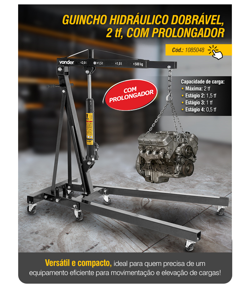 VONDER - Guincho Hidr�lico Dobr�vel, 2 tf, com Prolongador