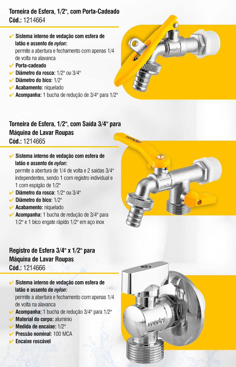 VONDER - Torneiras e Registros de Esfera