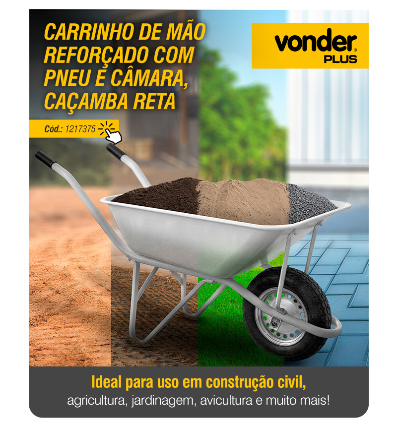 VONDER PLUS - Carrinho de M�o com Pneu e C�mara, Ca�amba Reta
