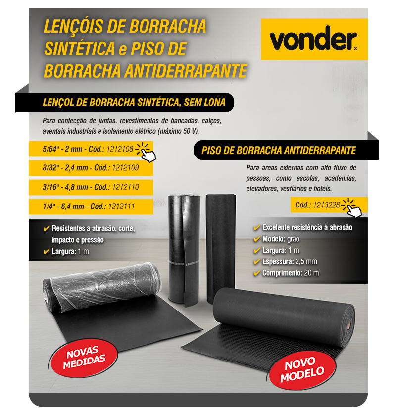 VONDER - Len��is de Borracha Sint�tica e Piso de Borracha Antiderrapante