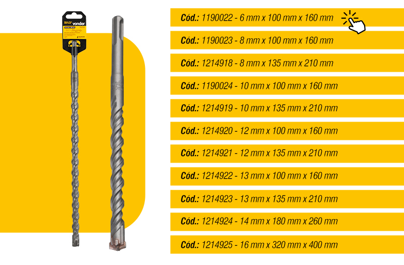 VONDER - Brocas com Encaixe Tipo SDS PLUS, 4 Cortes