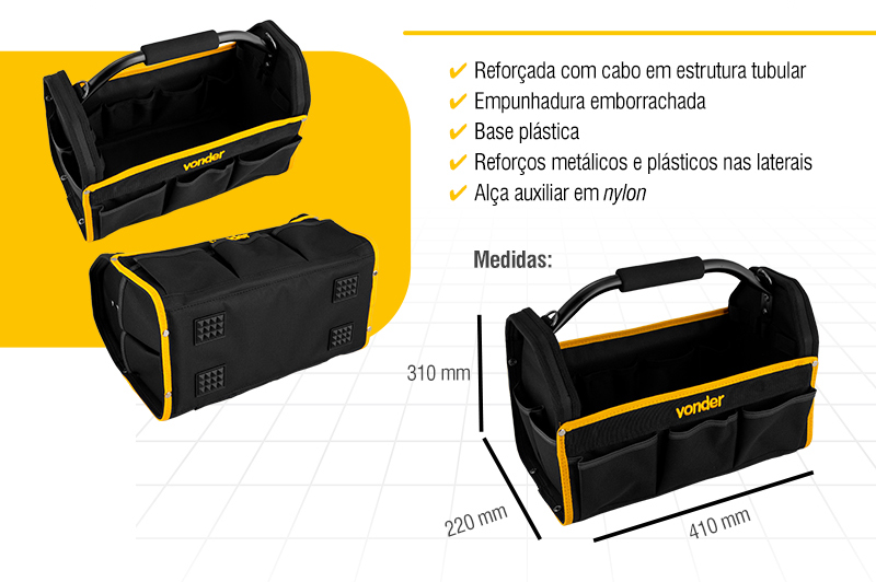 VONDER - Bolsa em Lona para Ferramentas, Cabo Tubular, BL 003 e BL 004