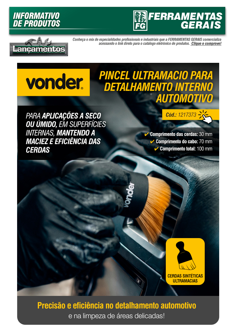 VONDER - Pincel Ultramacio para Detalhamento Interno Automotivo