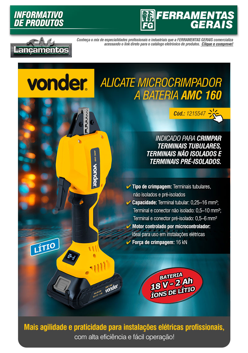 VONDER - Alicate Microcrimpador a Bateria AMC 160