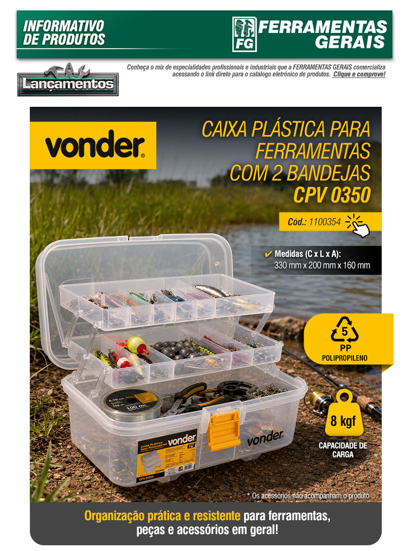 VONDER - Caixa Pl�stica para Ferramentas com 2 Bandejas CPV 0350