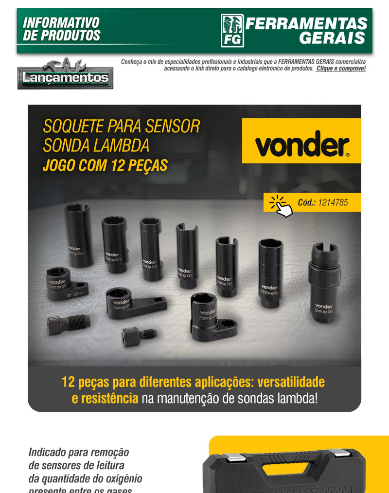 VONDER - Soquete para Sensor Sonda Lambda, Jogo com 12 Pe�as