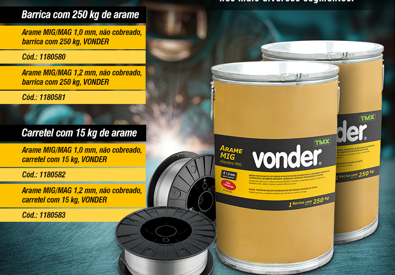VONDER/TMX - Arames MIG No Cobreados