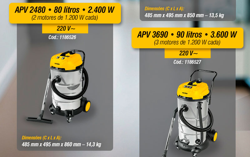 VONDER - Aspiradores APV 1010, APV 1018, APV 1230, APV 2460, APV 2480 e APV 3690