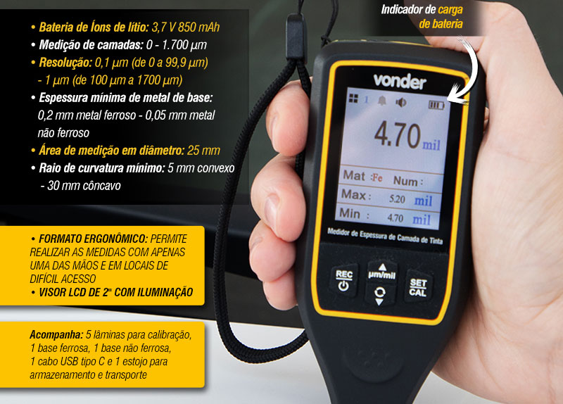 VONDER - Medidor de Espessura de Camada de Tinta