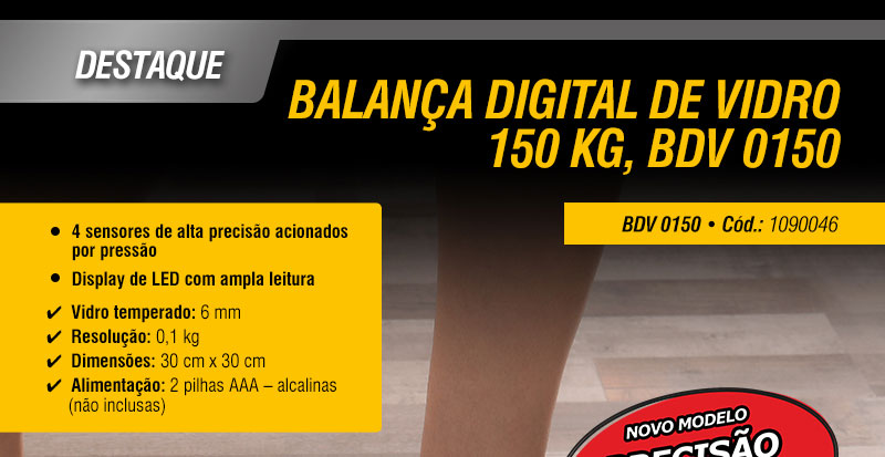 VONDER - Balana Digital de Vidro 150kg, BDV 0150