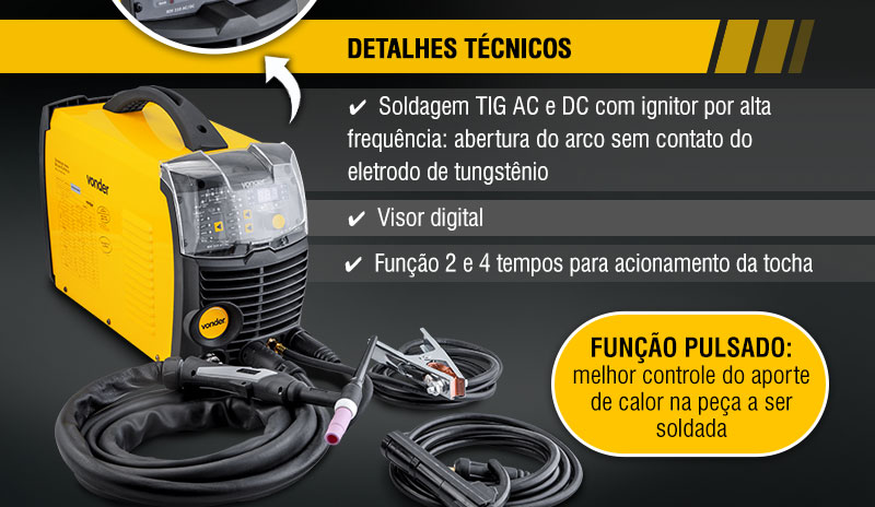 VONDER - Inversor para Solda com Eletrodo e TIG RIV 210 AC/DC"