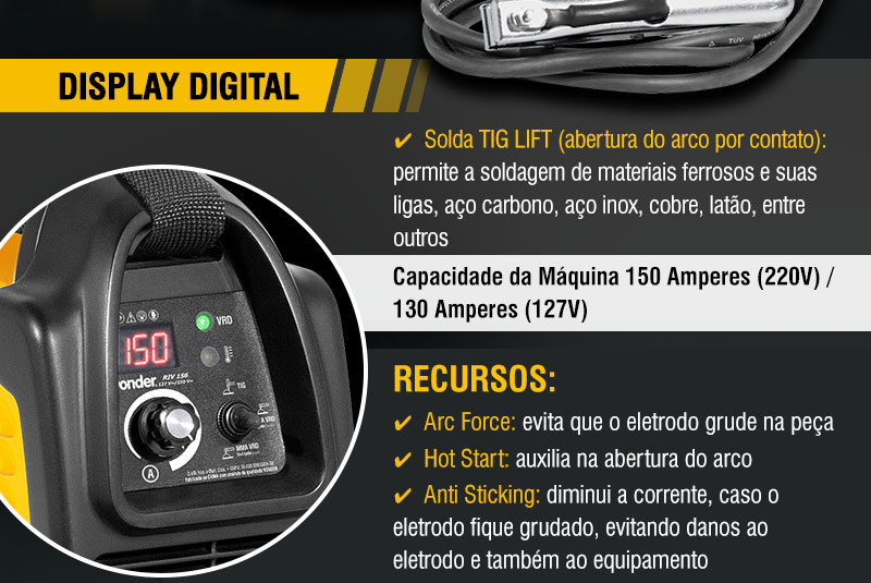 VONDER - Inversor para Solda com Eletrodo e TIG RIV 156