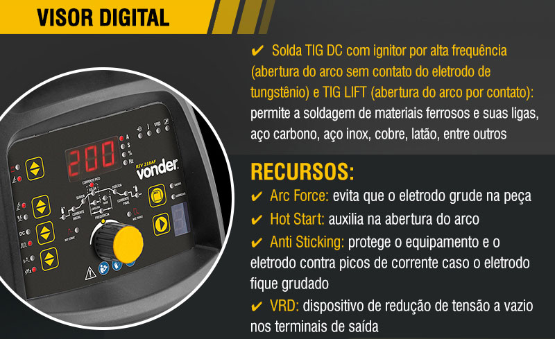 VONDER - Inversor para Solda TIG e Eletrodo RIV 218AF