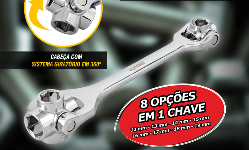 VONDER - Chave Multifuno, Encaixe Sextavado 12 mm a 19 mm