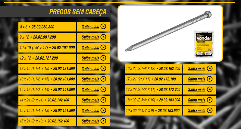 VONDER - Pregos Polidos e Grampos para Cerca