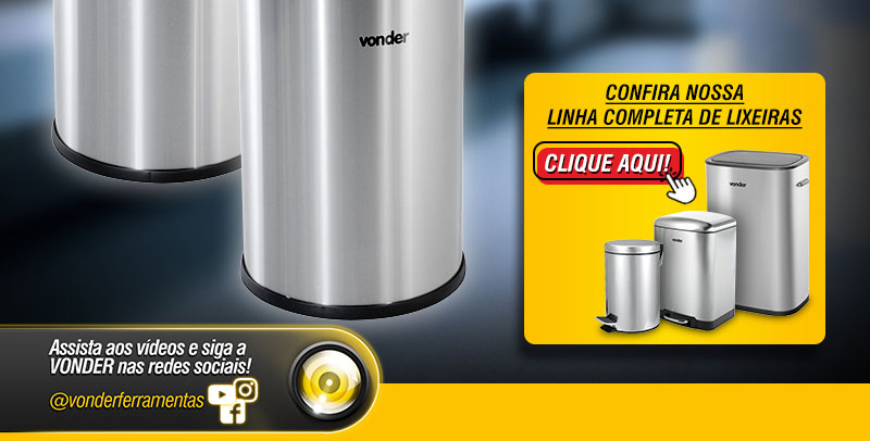 VONDER - Lixeiras Redondas 65 Litros, Inox