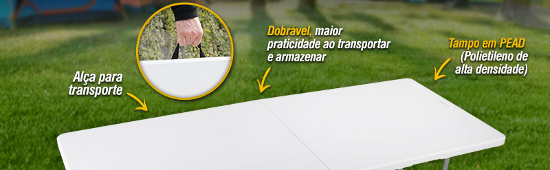 VONDER - Mesa Dobrvel Retangular, 180 cm, Branca