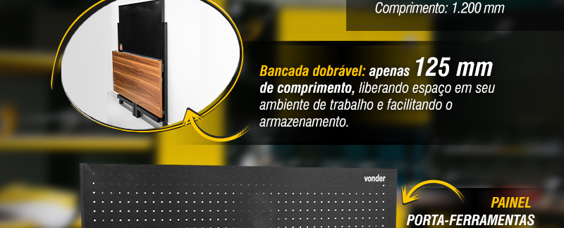 VONDER - Bancada Dobrvel com Porta-ferramentas, 150 kgf